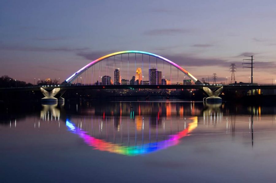 The+Lowry+Avenue+bridge+will+be+lit+rainbow+in+memory+of+the+Orlando+shooting+victims.