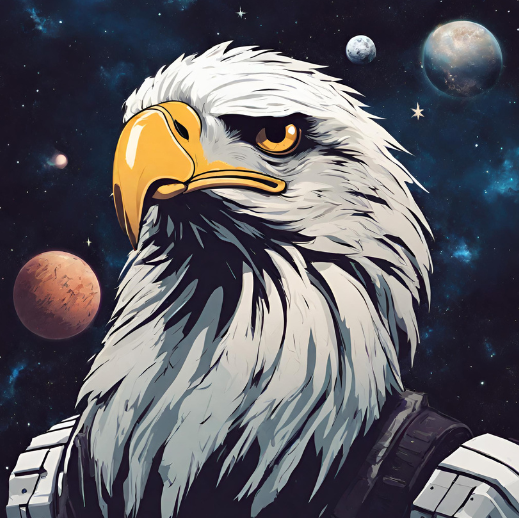 Image generated by AI prompted by the phrase eagle in space.